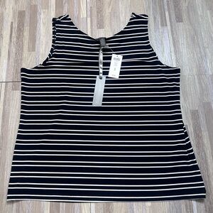 Chico's Travelers Mixed Stripe Black White Tank Top Size 3 (XL/Large/16) NWT